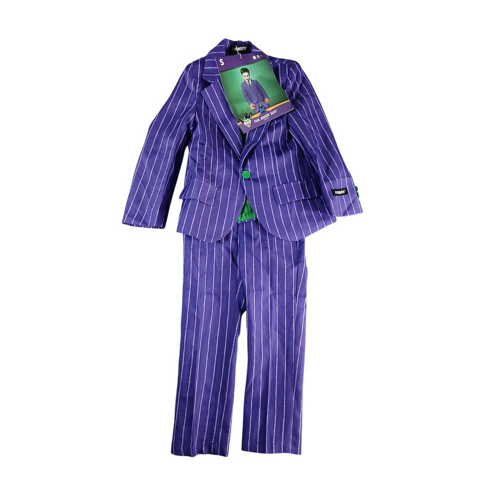 The Joker Suitmeister Costume Kids Small (4-6) NO TIE Halloween DC Suit NWT